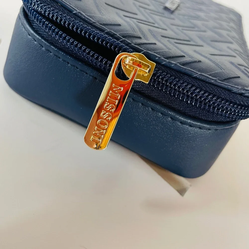 Missoni Delta Exclusive Navy Blue Cosmetic Travel Bag Organizer Zip Pouch‎